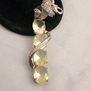 Vintage 4 stone natural citrine pendant